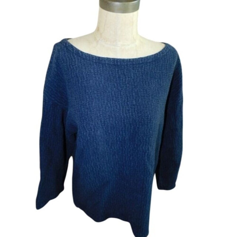 Eileen Fisher Size M Medium Distressed look 3/4 Sleeve Textured Top